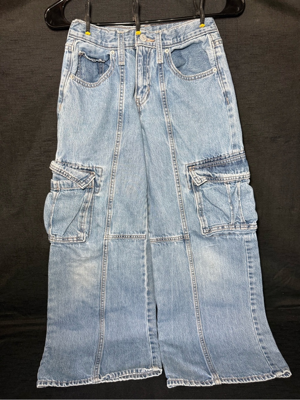 Old Navy Light Wash Kids Cargo Wide-Leg Jeans